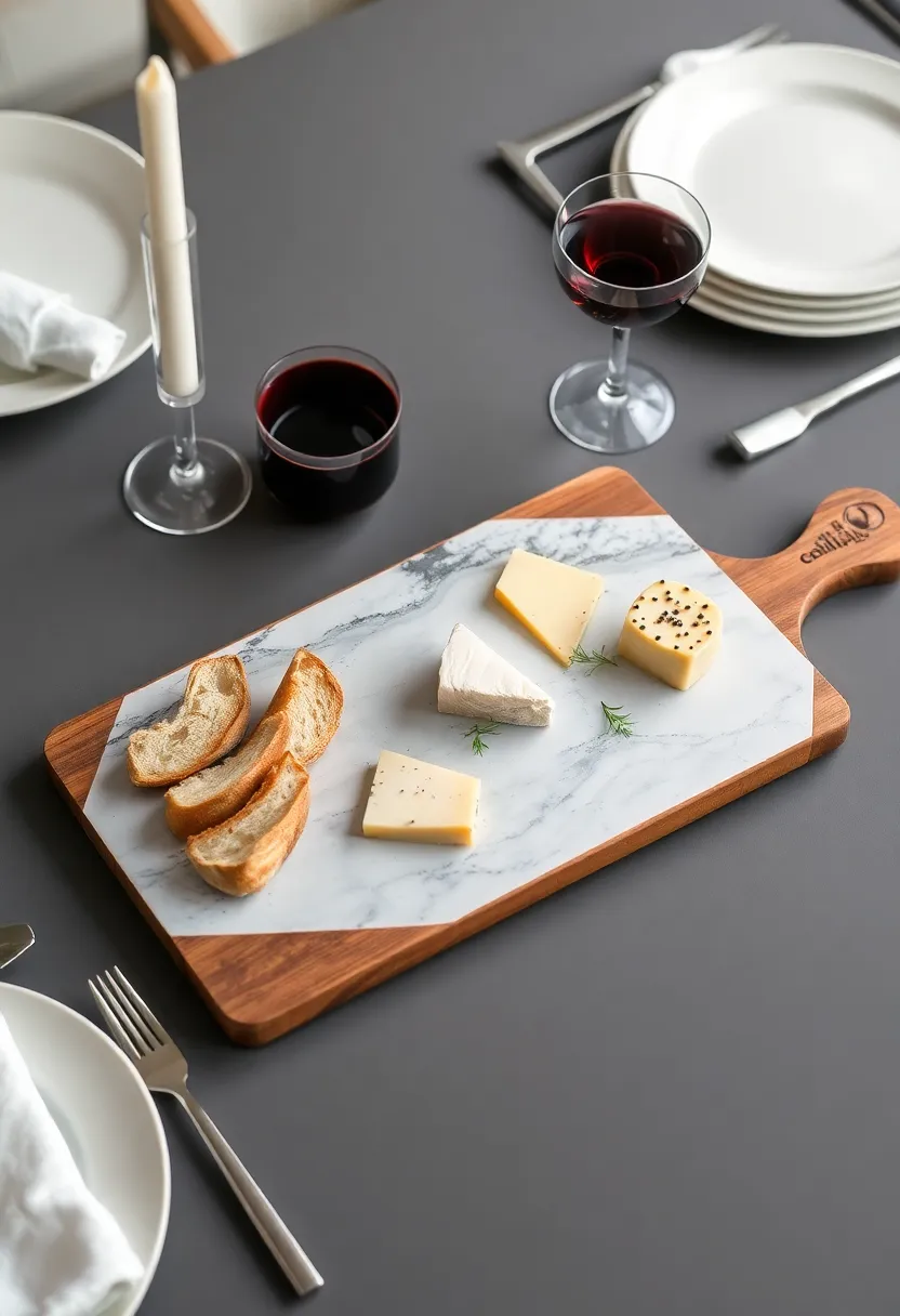 Decorative Serving Boards: Utilize wooden or marble boards for an innovative twist on serving appetizers.Pair them with artisanal bread and gourmet cheeses for a visually appealing presentation