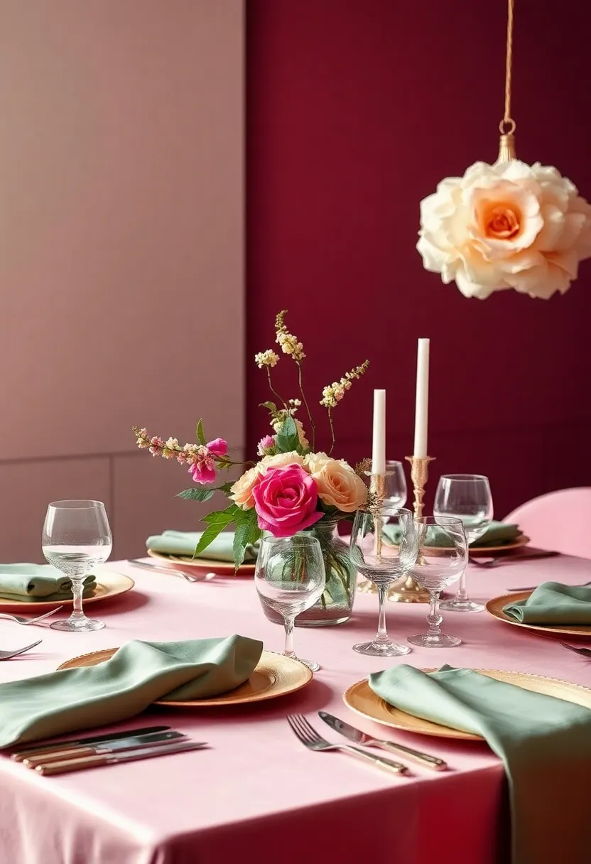 Jewel Tones Extravaganza: Dazzle your guests with a rich palette of jewel tones in linens, glassware, and floral arrangements that give your table a luxurious and inviting feel