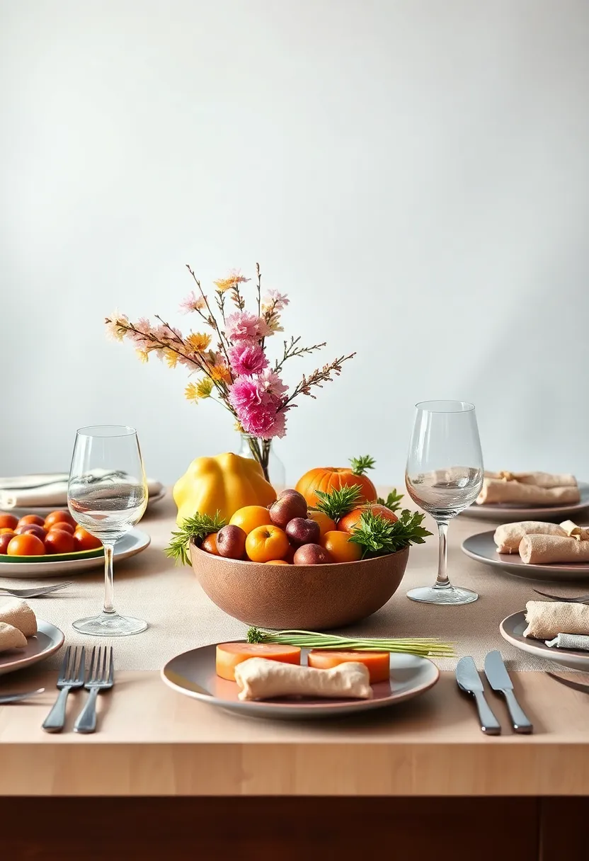 Seasonal Sensation: Celebrate the seasons by designing your table setting with seasonal produce, rich textures, and colors that reflect the time of year, enhancing the overall dining experience