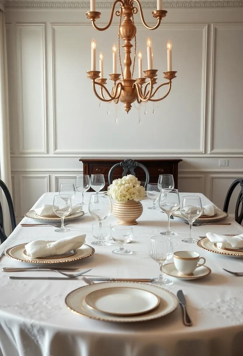 Vintage Glamour: Channel old-world charm with lace tablecloths, antique silverware, and heirloom china, ideal for a dinner party that pays homage to the past