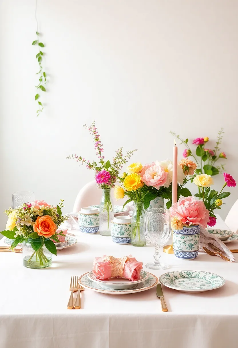Whimsical Garden Party: Bring the beauty of the garden indoors with bright floral arrangements, patterned dishes, and playful decorations for a light-hearted yet elegant dining adventure