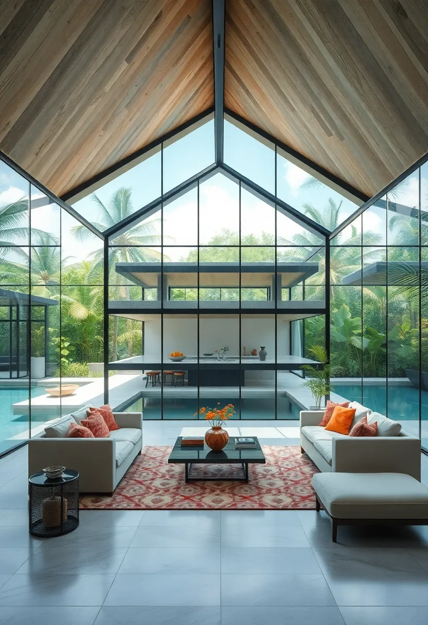 Floating Glass‌ pavilions Nestled Within Lush Tropical Landscapes ⁢Merging⁤ Nature and​ Modern Design