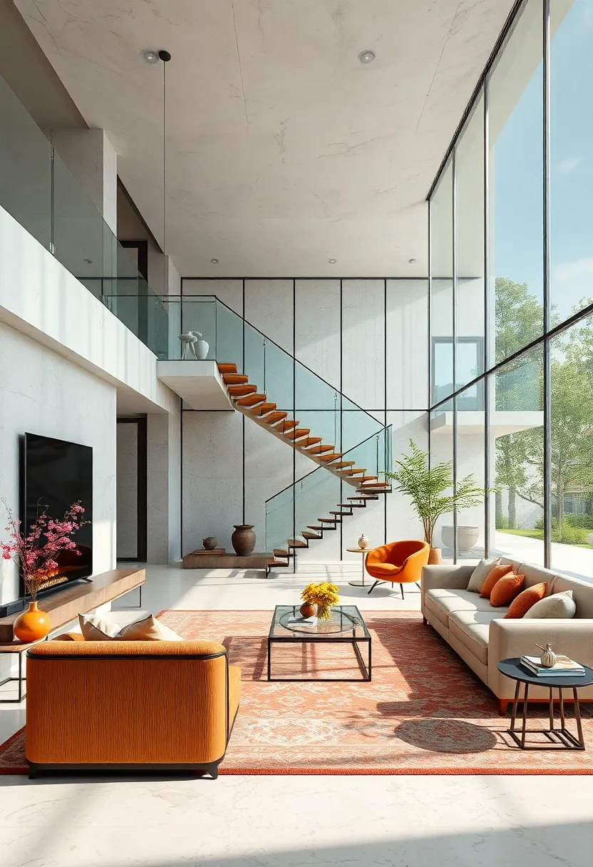Luxury Glass Mansions ⁢With Suspended ‌Staircases Made Visible Through Clear Walls Adding Dramatic Flair
