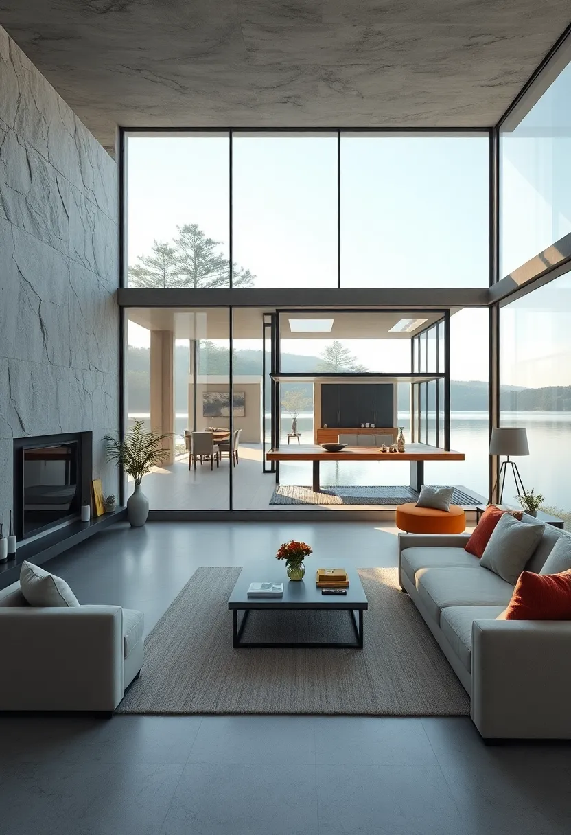 Minimalist Glass Boxes Elevated on stilts Over Serene Lakes Creating Floating Impressions of Elegance