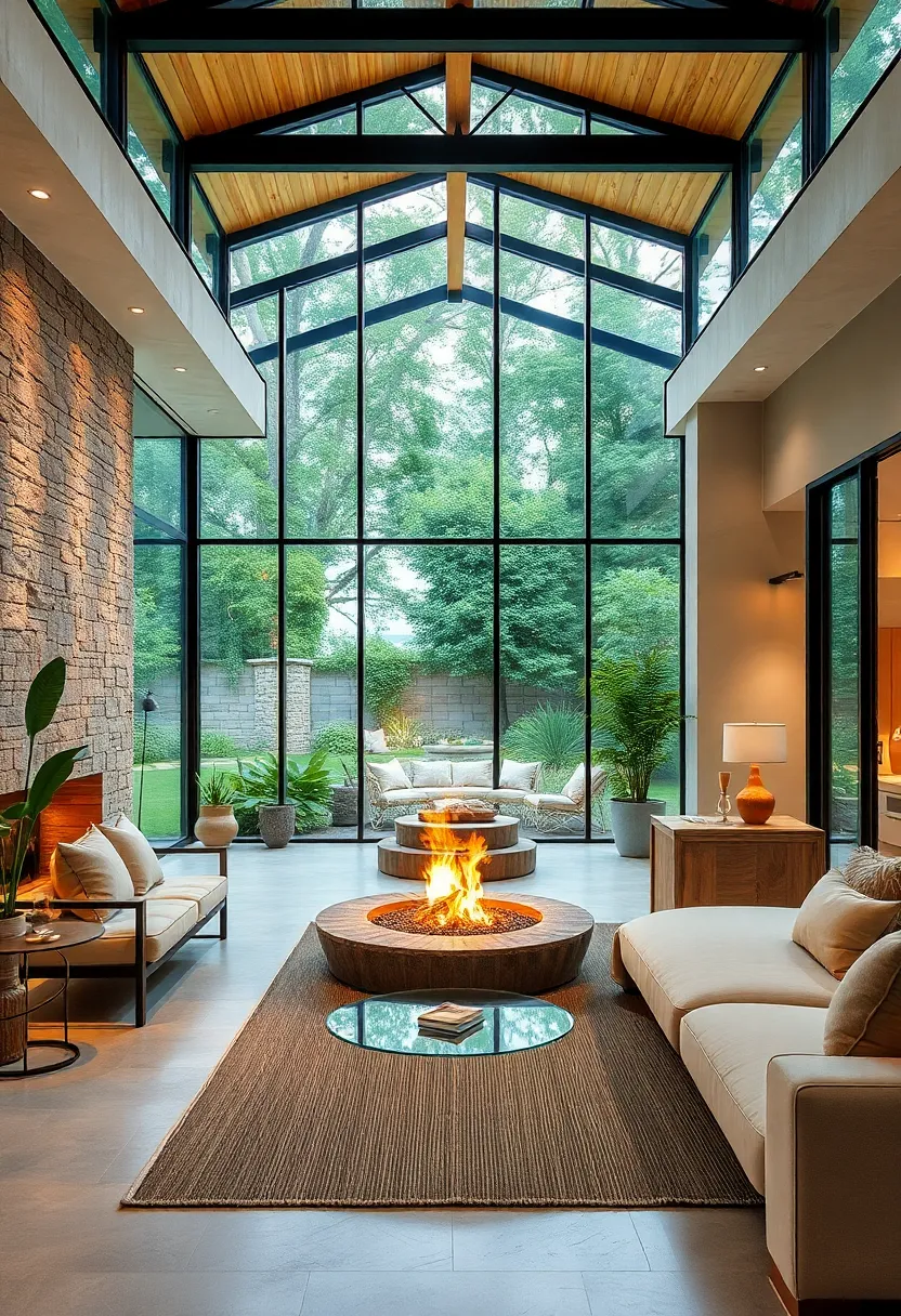 Seamless Indoor-Outdoor Living‍ with retractable Glass Walls Opening Onto Verdant Gardens and Cozy Fire Pits