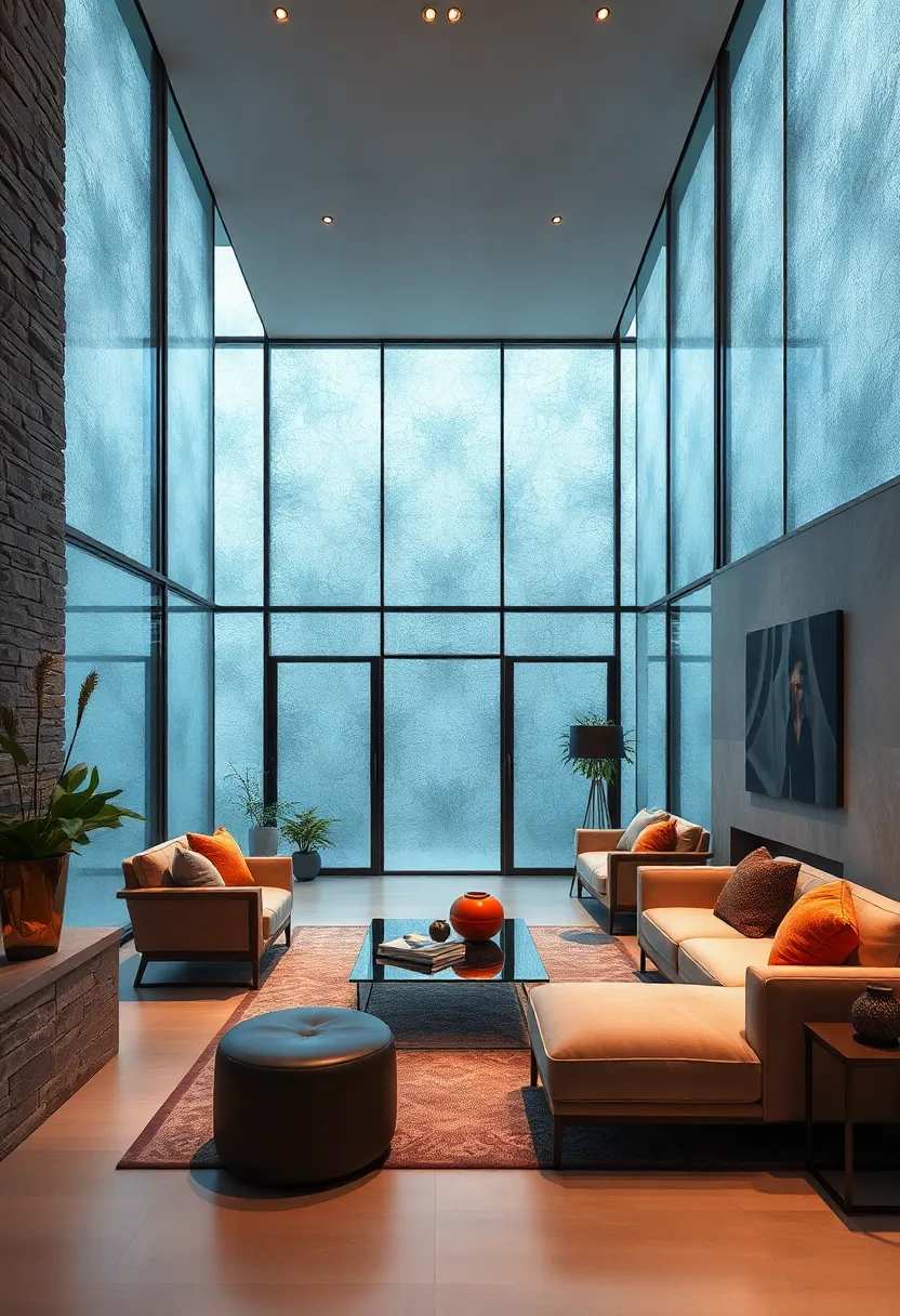 Soft Diffused Light Penetrating Frosted Glass Facades Creating Intimate⁢ and ⁢Inviting Atmospheres