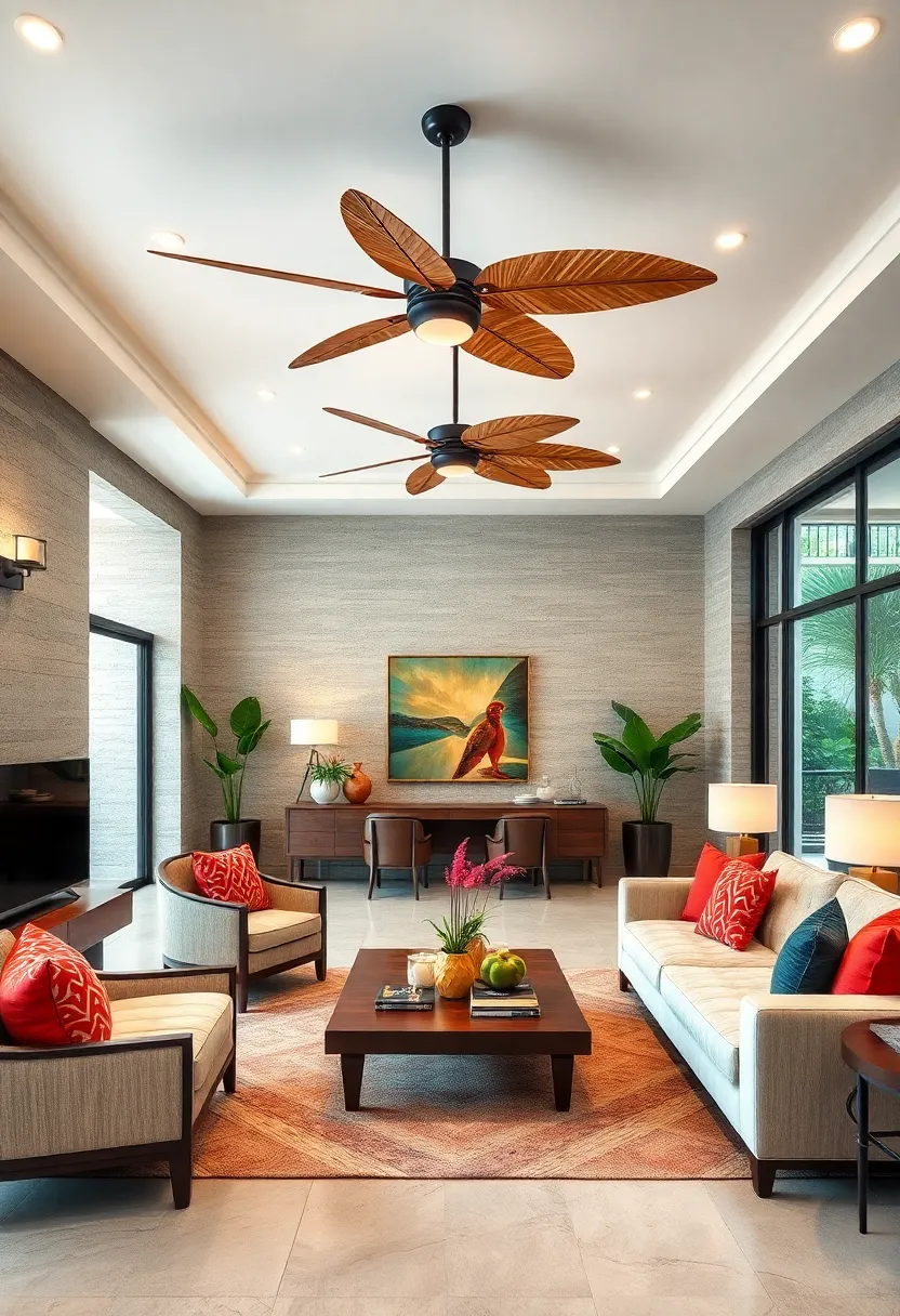 Install ceiling fans with palm leaf blades‍ to enhance airiness and style in any ​room