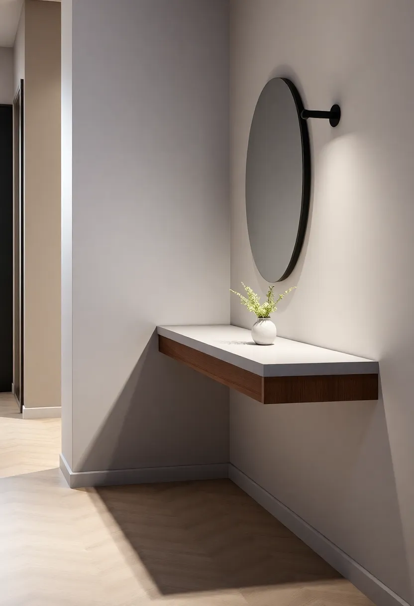 Floating Entryway Tables: Install a⁣ sleek, floating table against the wall for a modern touch that provides ⁣surface area without‌ occupying ⁣too ‌much space