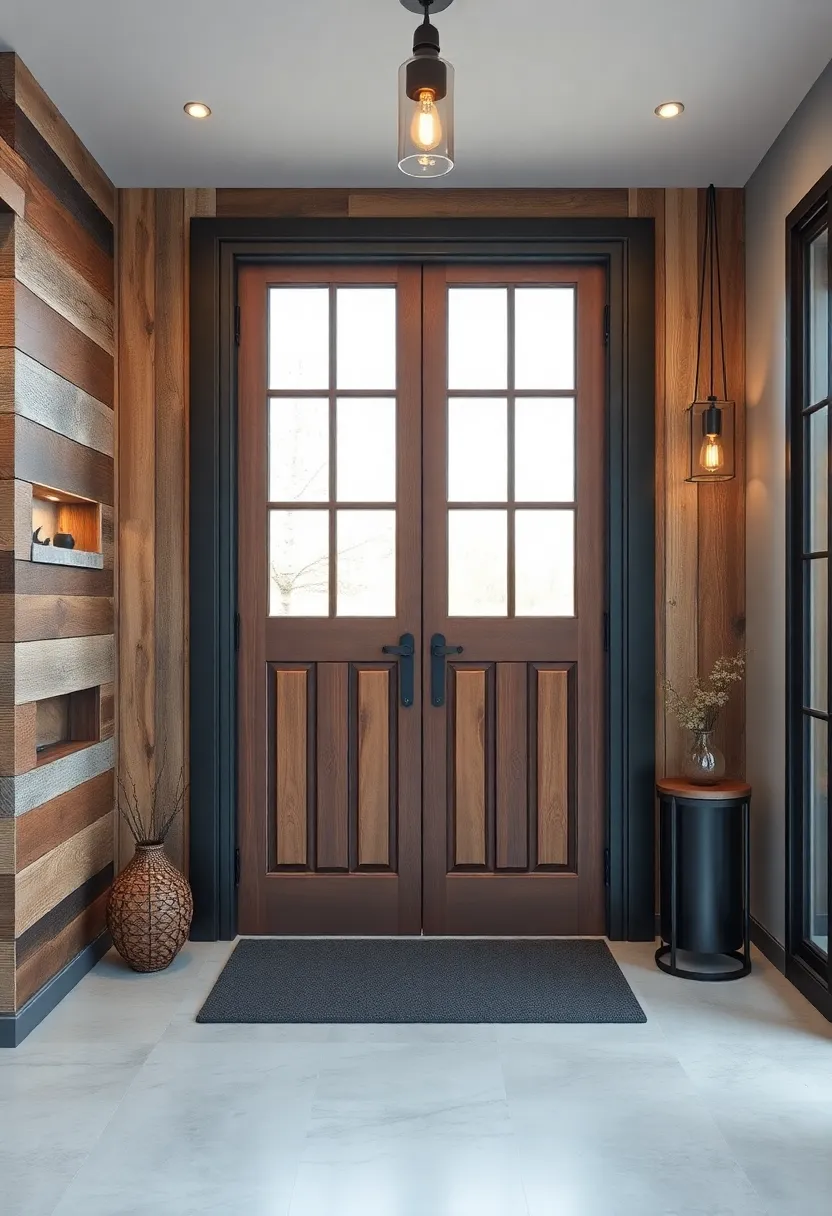Rustic Wood and Metal Fusion: Marry​ reclaimed wood with industrial metal accents to create a warm yet edgy entryway that invites guests in style