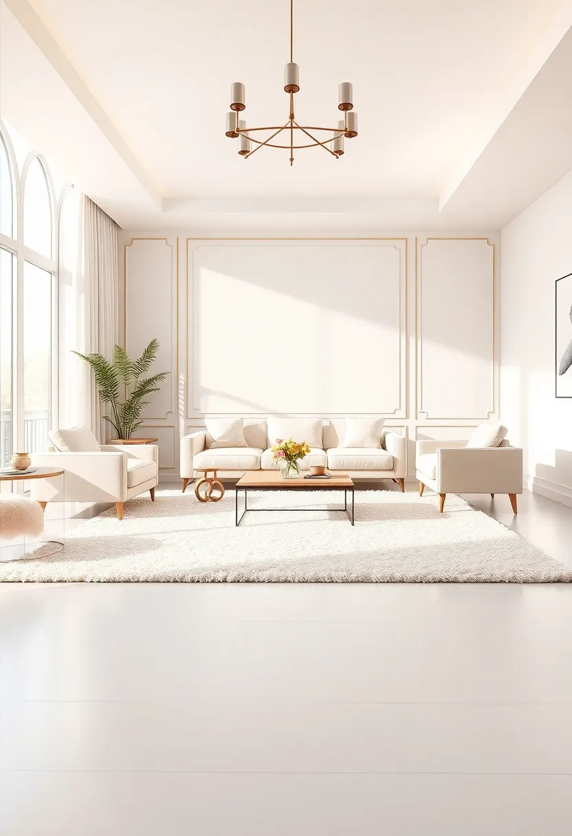 Soft Cream Area Rug: A plush area rug in creamy tones sets the ‍foundation for warmth and comfort, inviting you to sink your toes into its softness