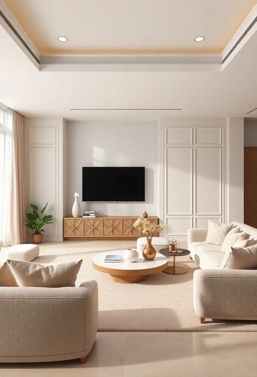 Neutral Color Palette Accessories: Select decorative accessories in shades of ⁢beige and cream, like bowls or sculptures, to enhance your theme cohesively