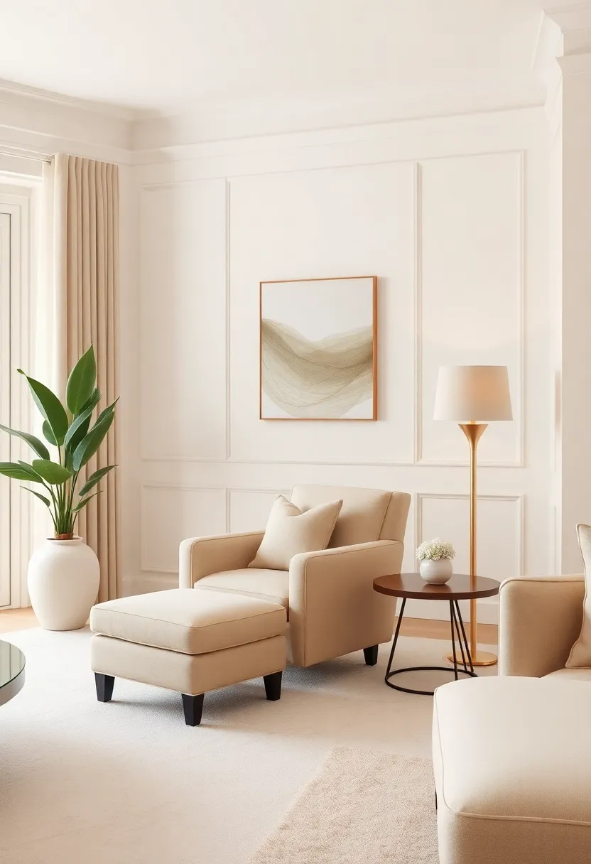 Classic Beige Accent Chair: A classic style accent chair in ⁤a neutral tone can provide an inviting reading nook while contributing to the overall chic⁢ aesthetic