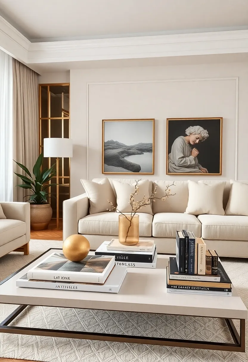 Decorative Books: Curate a selection of art and design books in neutral covers ‍to elegantly style your coffee table while showcasing your personality