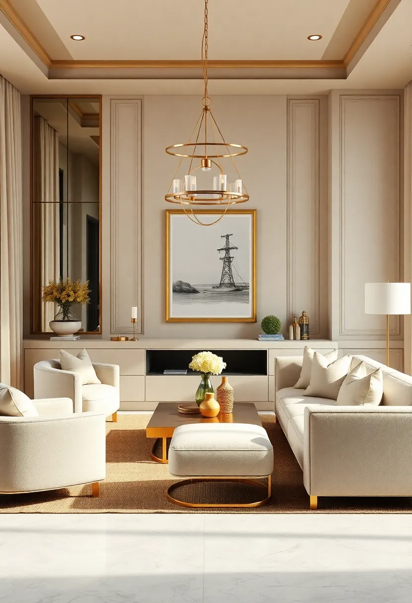 Gold Accents: Incorporate gold or brass accents⁤ through light fixtures, picture‌ frames, and decorative accessories to bring a ⁢touch of glamour