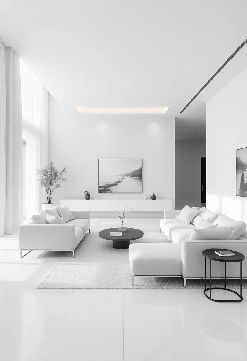 Open Concept Living: flowing Spaces in Monochrome White