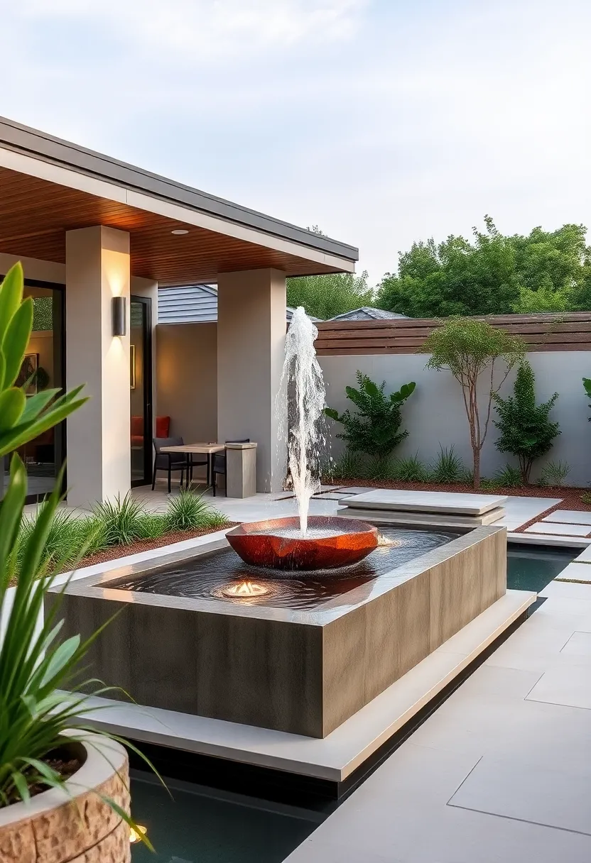 Water Features: Create serenity with ‌a sleek, minimalist water fountain that ‌adds‍ a ​tranquil‌ sound to your⁢ luxurious outdoor oasis