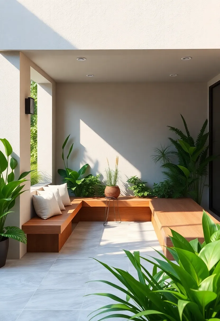 Cozy ‍Nooks: Design intimate ⁤seating areas⁣ with⁣ built-in⁣ benches surrounded by lush‌ greenery for a peaceful⁢ retreat​ amidst nature