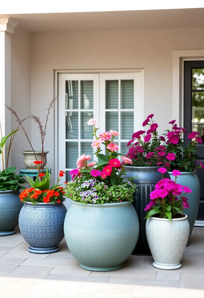 artful ​Planters: Use an array‍ of ⁢artistic planters filled with seasonal ‍blooms to add vibrant splashes of ​color ⁣and personality‌ to your patio space