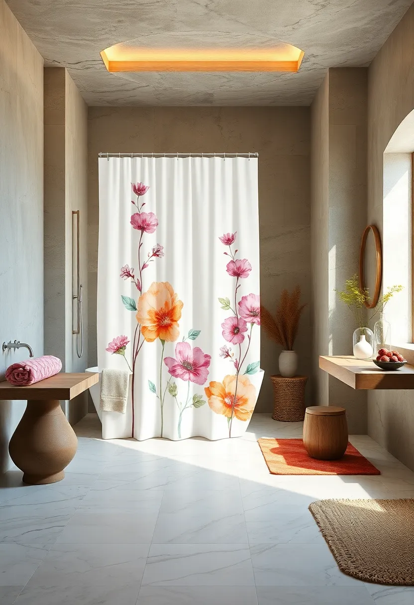 Hand-Painted Watercolors: Bring an artistic touch with a curtain showcasing delicate, hand-painted floral or abstract designs