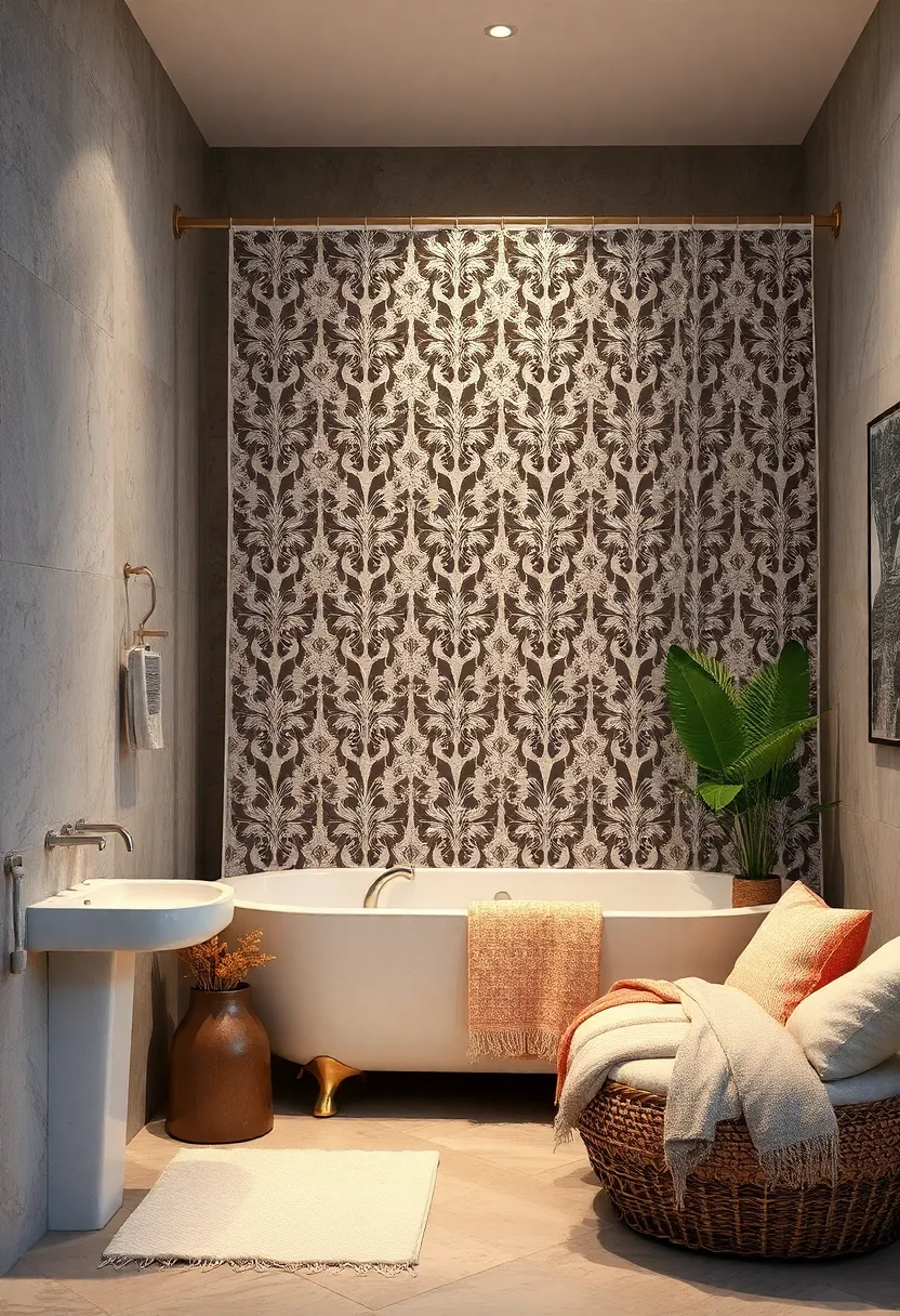 Intricate Lace Patterns: embrace vintage-inspired lace designs on your shower curtain to add romantic elegance