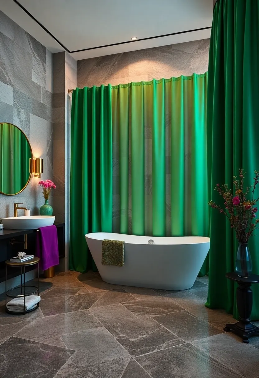 rich Jewel Tones: Select deep emerald, sapphire, or amethyst-colored curtains for a regal, inviting ambiance