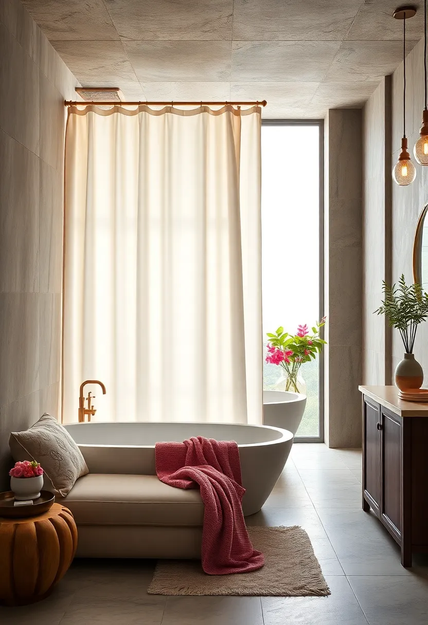 Silk Satin Serenity: Embrace smooth,lustrous silk satin fabric for a shower curtain that exudes sophisticated softness
