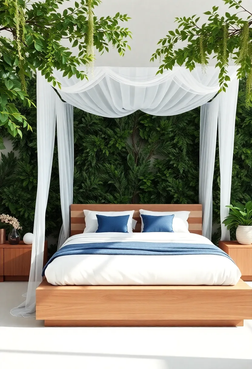 Nature's Touch: Bringing the Outdoors In with Lush Greenery Around⁣ Your Bed