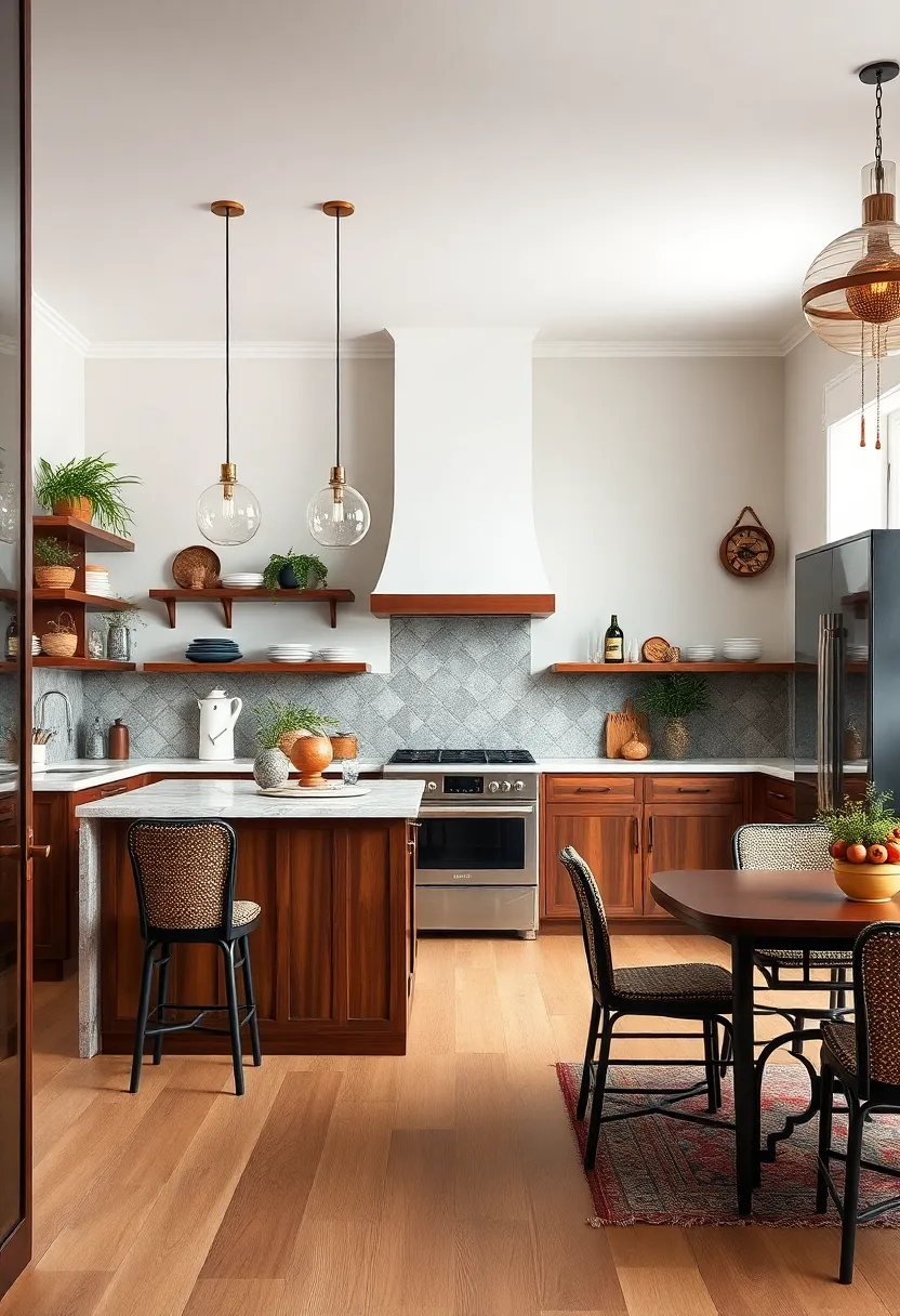 Art Deco Influences Intertwined ⁢with‌ Bohemian Elements‍ in eclectic Kitchen Styling