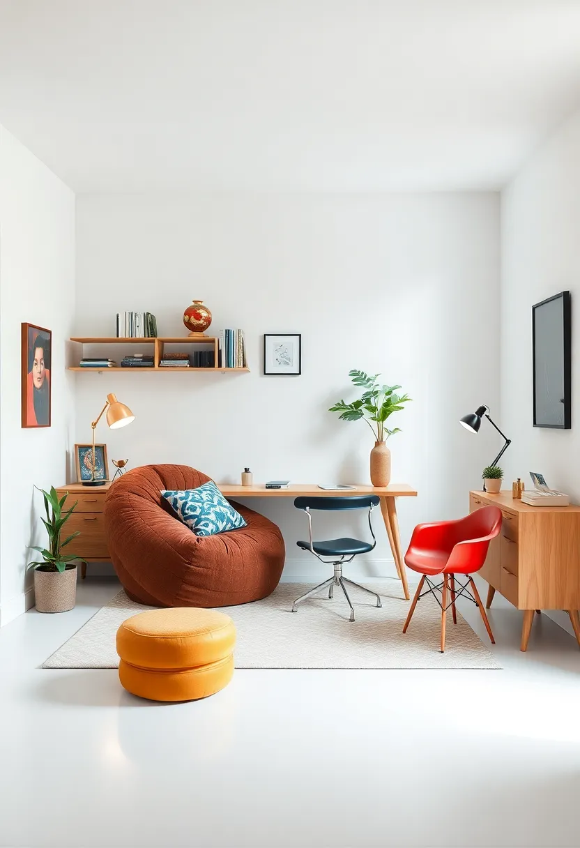 quirky Furniture: Choose striking furniture ⁣pieces that spark joy—like an oversized beanbag, a whimsical ​desk, or an⁤ artful chair that invites comfort and ⁣creativity