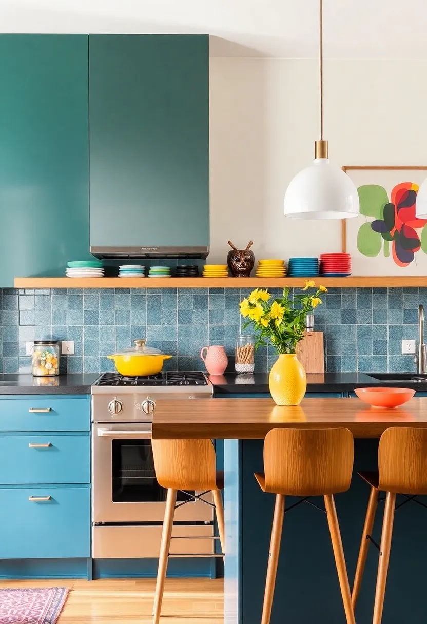 Bold Accents: Whether through colorful dishware or standout wall art, bold accents add personality without overwhelming the kitchen's design ethos