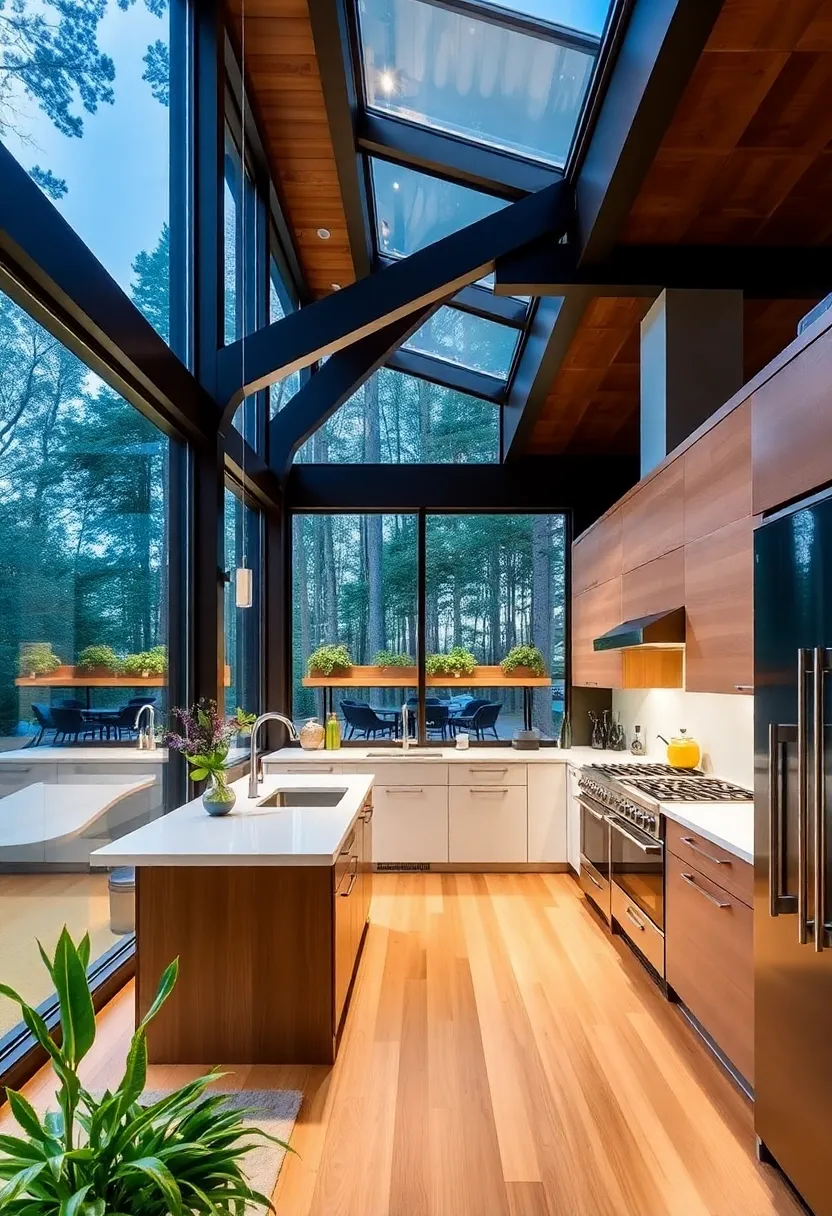 Large Windows: Flooding the kitchen with natural light, expansive windows not only enhance ‌the ambiance but also connect the indoor space with⁢ the outside world