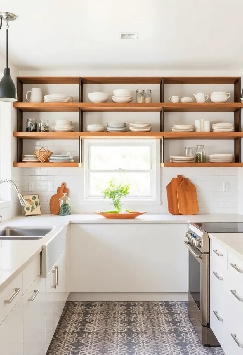 Open Shelving: This practical design choice allows for easy access to everyday dishes​ and fosters a sense of openness, encouraging a more informal dining experience