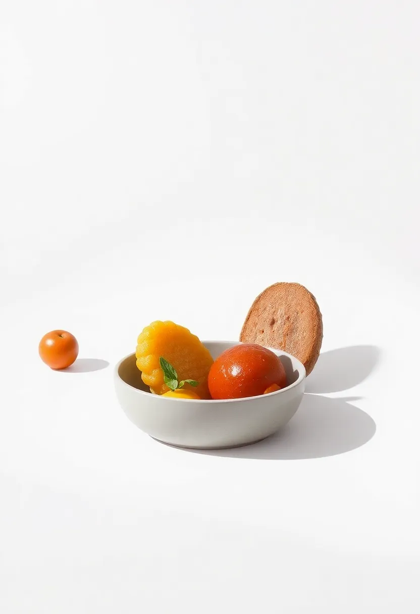 Abstract Food Shapes: Explore artwork that transforms food into abstract shapes and forms, merging culinary passion with artistic expression in a minimalist format