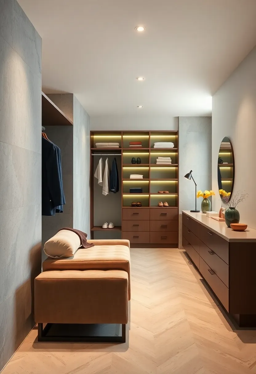 Slimline metal clothing racks in matte gold for a dash of understated glamour