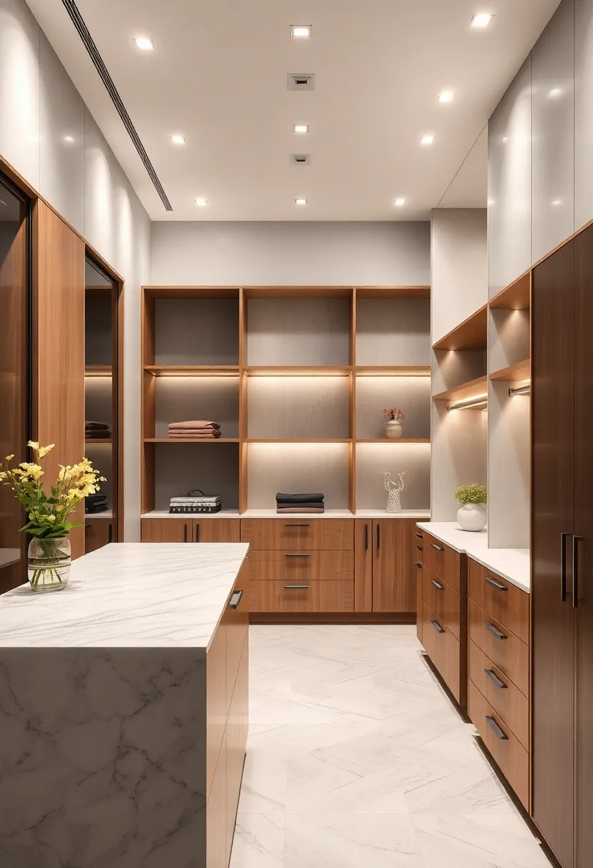 Minimalist island units topped with marble for a touch of luxurious simplicity