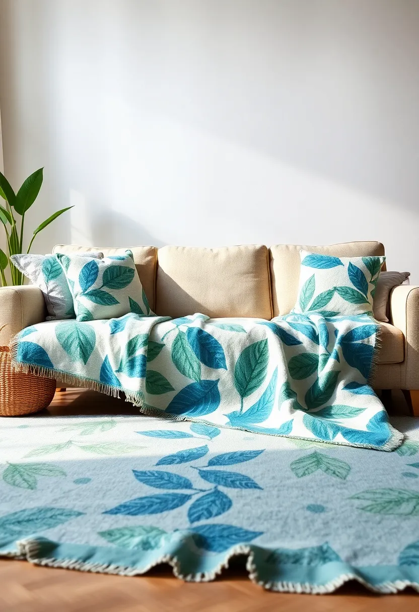 Botanical Bliss: Adorned with leaf‌ motifs in soft blues​ and greens, this blanket effortlessly combines natural elements with a chic design