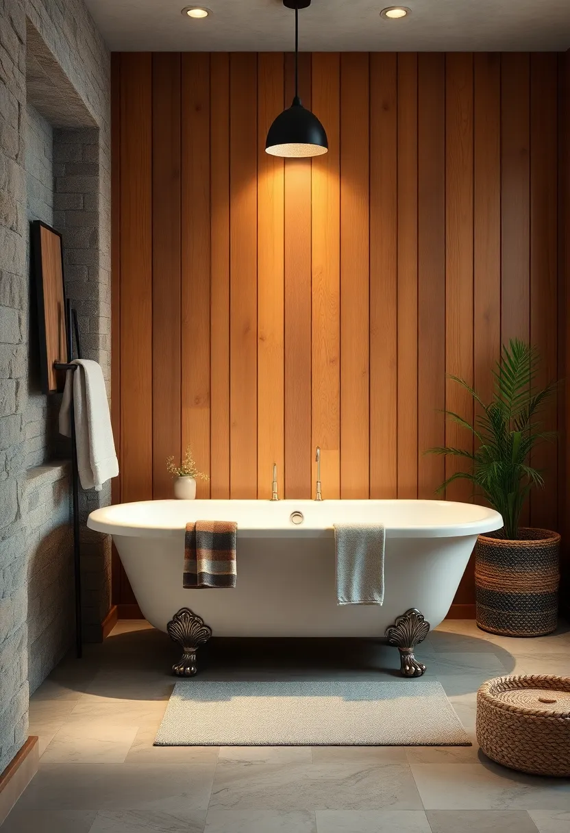 Vintage ⁤Clawfoot ​Tubs Nestled Within Warm Wood Paneling ‍and Soft Ambient Lighting Creating a Cozy Bath Sanctuary