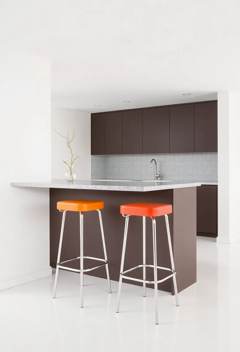 Bold Color Block Stools Featuring Resin Seats and Polished Aluminum Frames