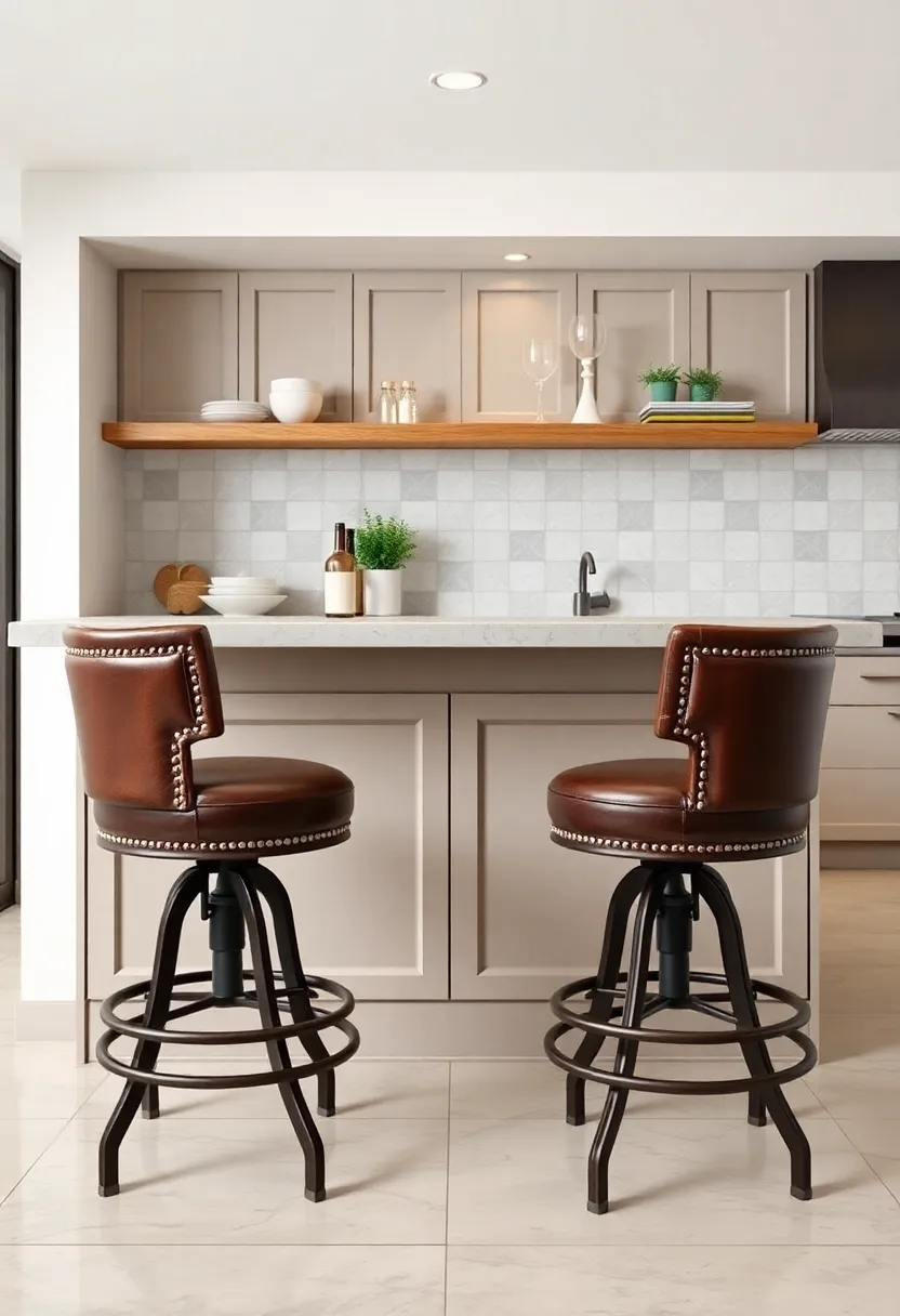 Classic⁤ Leather Swivel Stools with Nailhead Trim ⁣and Sturdy Footrests