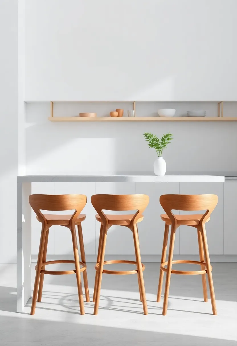 Contemporary Bentwood Stools with Smooth ⁢Finish ​and Back ‌Support for Comfort