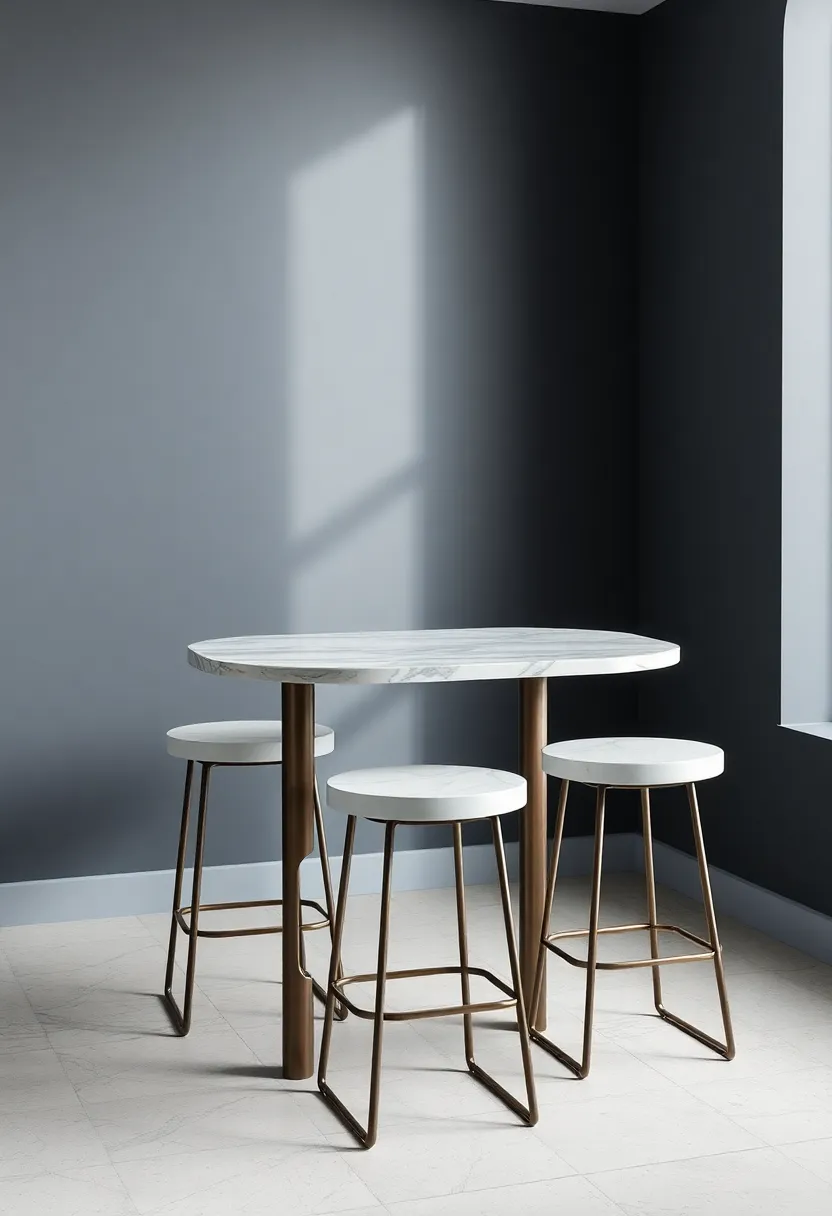 Elegant Marble-Top Stools⁣ with Minimal Steel Bases for a Unique Blend of⁢ Materials