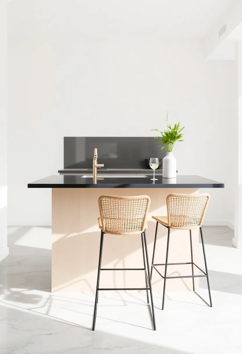 Modern Rattan ​Bar Stools with Metal Frames Offering a Mix of Tradition and Trend