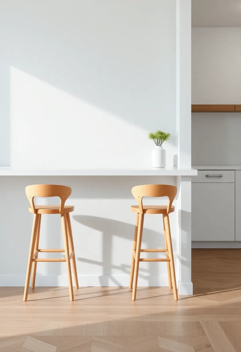 Scandinavian-Inspired Wood Stools with Soft Curved ⁢Backs for Cozy Charm