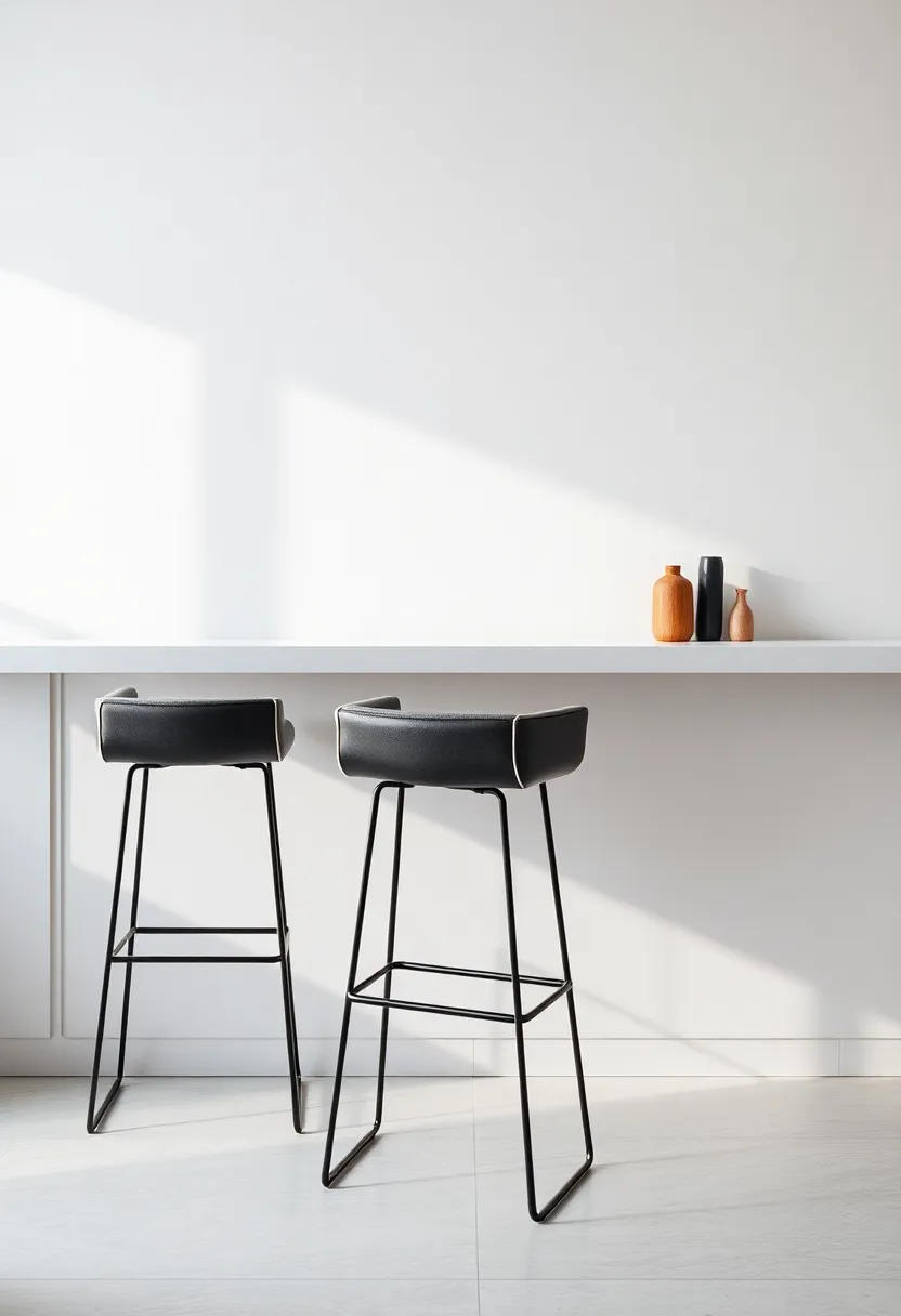 Streamlined Stools Featuring Two-Tone Upholstery‌ and Minimalist Steel Frames