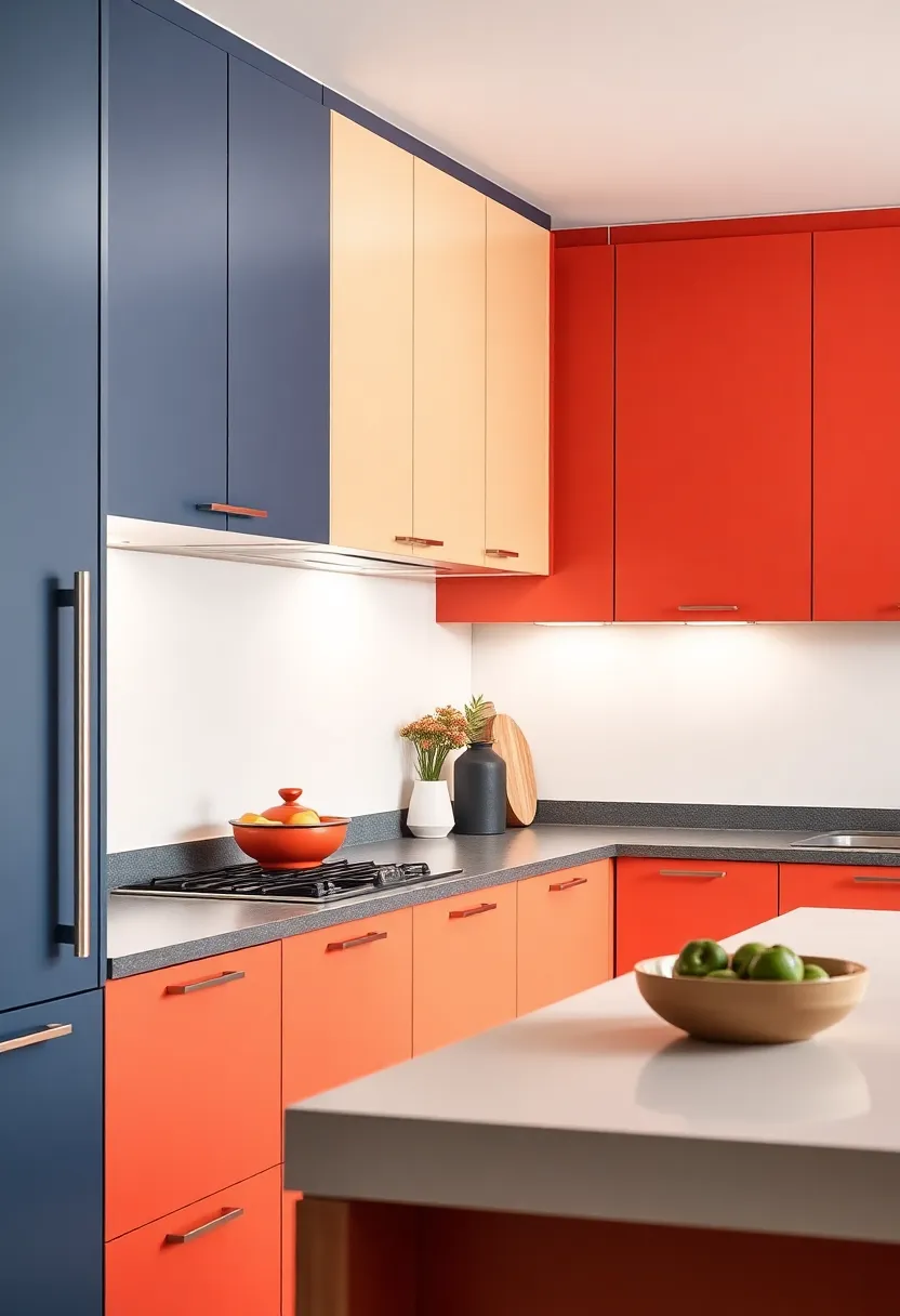 Color Blocking: Embrace the trend of color blocking with cabinets painted to contrast strikingly against your kitchen walls