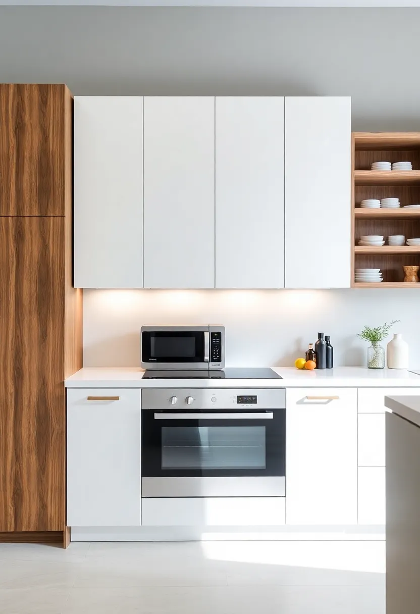 Integrated Appliances: explore upper cabinets designed to seamlessly integrate appliances, optimizing both form and function