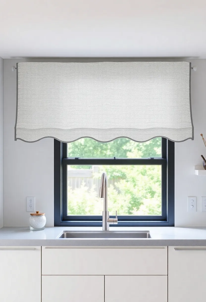 Customizable Snap-On Valances for Flexible Style Changes Reflecting Seasonal Kitchen Moods