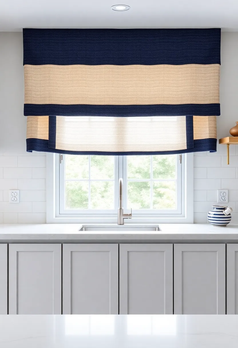 Layered Valance Designs Combining Contrasting Fabrics to Create Depth in Kitchen Windows