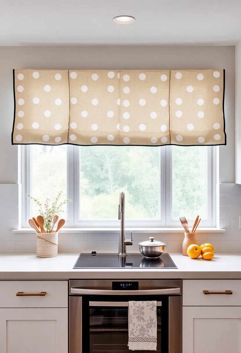 Playful Polka Dot Valances Adding Whimsy and Cheerfulness to Contemporary Culinary Spaces