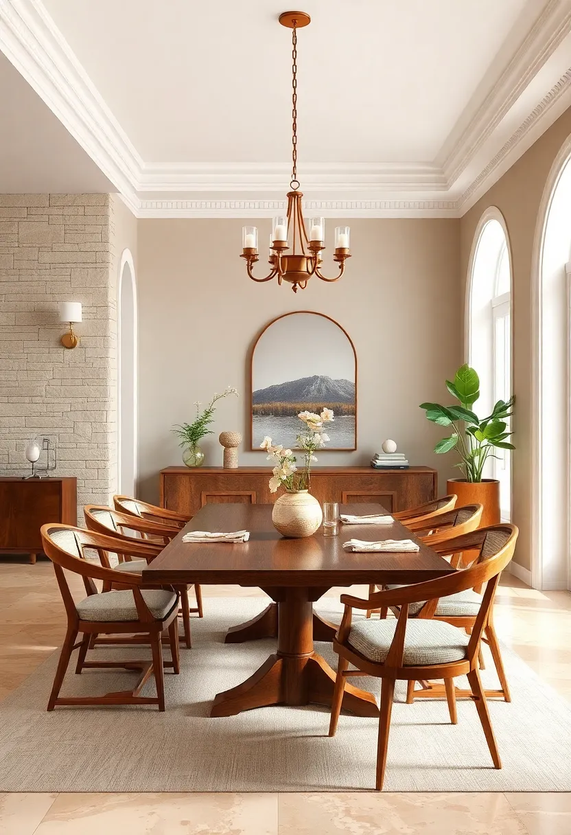 Classic Beige Elegance: Soft beige walls paired with white trim create⁤ a ⁣warm, inviting canvas for wooden dining furniture, ​exuding timeless sophistication